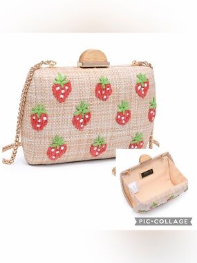 New Urban Expressions pebbles evening bag clutch crossbody bag chain strawberry